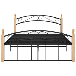 vidaXL Estructura de cama metal y madera maciza de roble 140x200 cm 