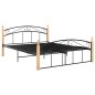 vidaXL Estructura de cama metal y madera maciza de roble 140x200 cm vidaXL Estructura de cama metal y madera maciza de roble 140x200 cm