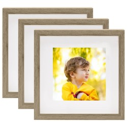 vidaXL Marcos de fotos 3D 3 uds madera oscura 28x28cm foto de 20x20cm
