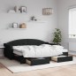 vidaXL Sofá cama nido con cajones tela negro 80x200 cm