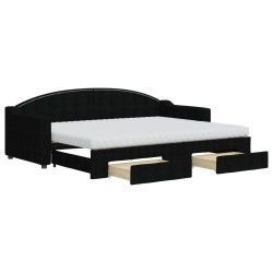 vidaXL Sofá cama nido con cajones tela negro 80x200 cm