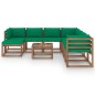 vidaXL Muebles de jardín 9 piezas con cojines verde vidaXL Muebles de jardín 9 piezas con cojines verde