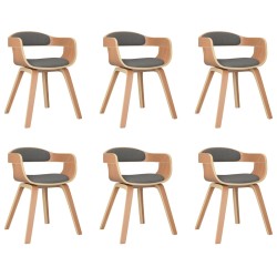 vidaXL Silla de comedor 6 uds madera curvada y tela gris claro