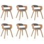 vidaXL Silla de comedor 6 uds madera curvada y tela gris claro
