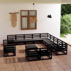 vidaXL Juego de muebles de jardín 14 piezas madera maciza de pino