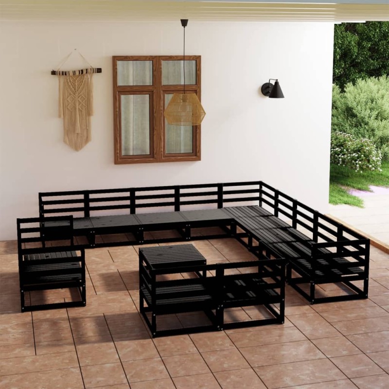 vidaXL Juego de muebles de jardín 14 piezas madera maciza de pino