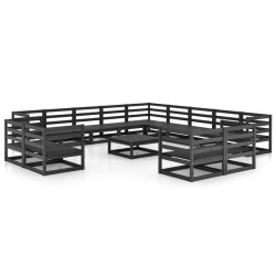 vidaXL Juego de muebles de jardín 14 piezas madera maciza de pino
