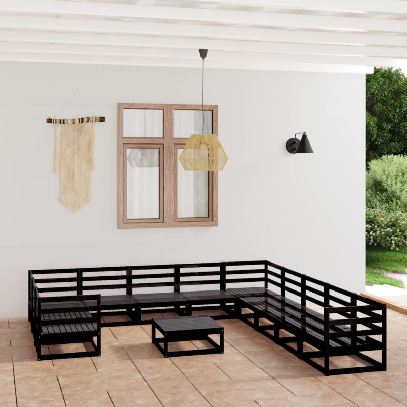 vidaXL Juego de muebles de jardín 12 piezas madera maciza de pino