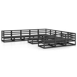 vidaXL Juego de muebles de jardín 12 piezas madera maciza de pino