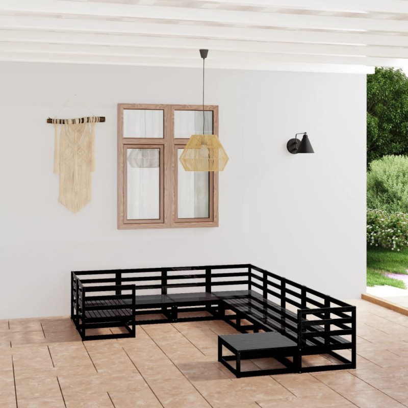 vidaXL Juego de muebles de jardín 10 piezas madera maciza de pino vidaXL Juego de muebles de jardín 10 piezas madera maciza de pino