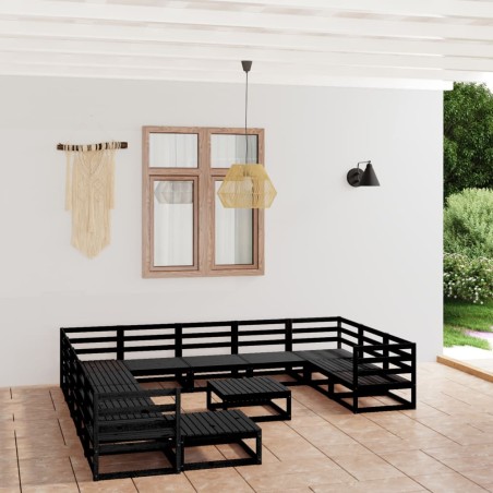 vidaXL Juego de muebles de jardín 13 piezas madera maciza de pino