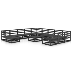 vidaXL Juego de muebles de jardín 13 piezas madera maciza de pino