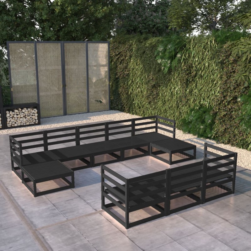 vidaXL Juego de muebles de jardín 10 piezas madera maciza de pino vidaXL Juego de muebles de jardín 10 piezas madera maciza de pino