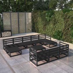 vidaXL Juego de muebles de jardín 11 piezas madera maciza de pino