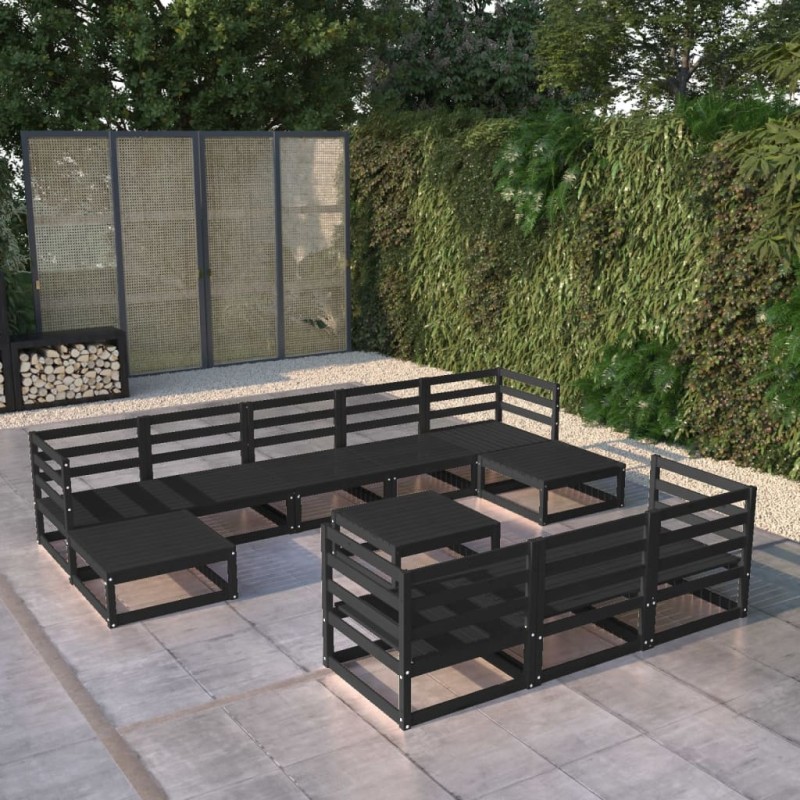 vidaXL Juego de muebles de jardín 11 piezas madera maciza de pino vidaXL Juego de muebles de jardín 11 piezas madera maciza de pino