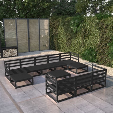 vidaXL Juego de muebles de jardín 11 piezas madera maciza de pino