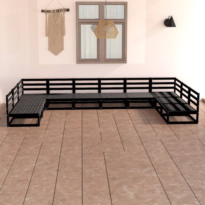 vidaXL Juego de muebles de jardín 10 piezas madera maciza de pino