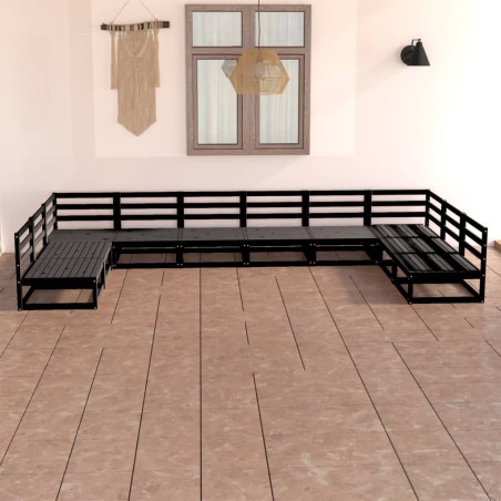 vidaXL Juego de muebles de jardín 10 piezas madera maciza de pino