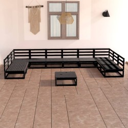vidaXL Juego de muebles de jardín 11 piezas madera maciza de pino