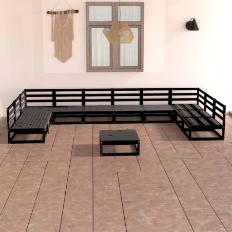 vidaXL Juego de muebles de jardín 11 piezas madera maciza de pino