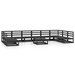 vidaXL Juego de muebles de jardín 11 piezas madera maciza de pino