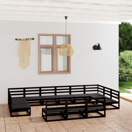 vidaXL Juego de muebles de jardín 13 piezas madera maciza de pino