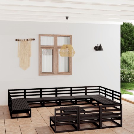vidaXL Juego de muebles de jardín 14 piezas madera maciza de pino