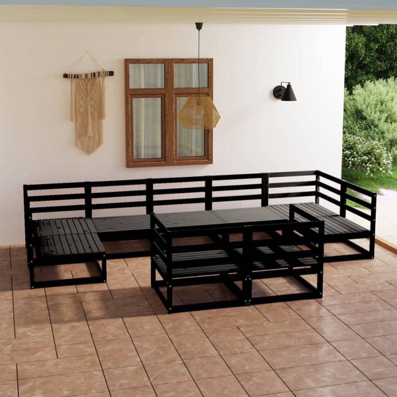 vidaXL Juego de muebles de jardín 9 piezas madera maciza de pino vidaXL Juego de muebles de jardín 9 piezas madera maciza de pino