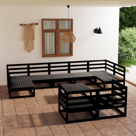 vidaXL Juego de muebles de jardín 10 piezas madera maciza de pino