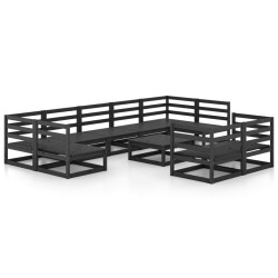 vidaXL Juego de muebles de jardín 10 piezas madera maciza de pino