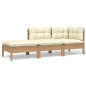 vidaXL Muebles de jardín 3 piezas madera maciza pino con cojines crema vidaXL Muebles de jardín 3 piezas madera maciza pino con cojines crema