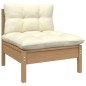 vidaXL Muebles de jardín 3 piezas madera maciza pino con cojines crema vidaXL Muebles de jardín 3 piezas madera maciza pino con cojines crema