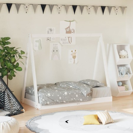 vidaXL Estructura de cama para niños madera de pino blanco 70x140 cm