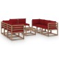 vidaXL Juego de muebles de jardín 9 piezas con cojines rojo tinto vidaXL Juego de muebles de jardín 9 piezas con cojines rojo tinto