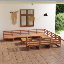 vidaXL Juego de muebles de jardín 11 piezas madera maciza de pino