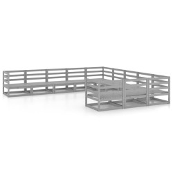 vidaXL Juego de muebles de jardín 11 piezas madera maciza de pino