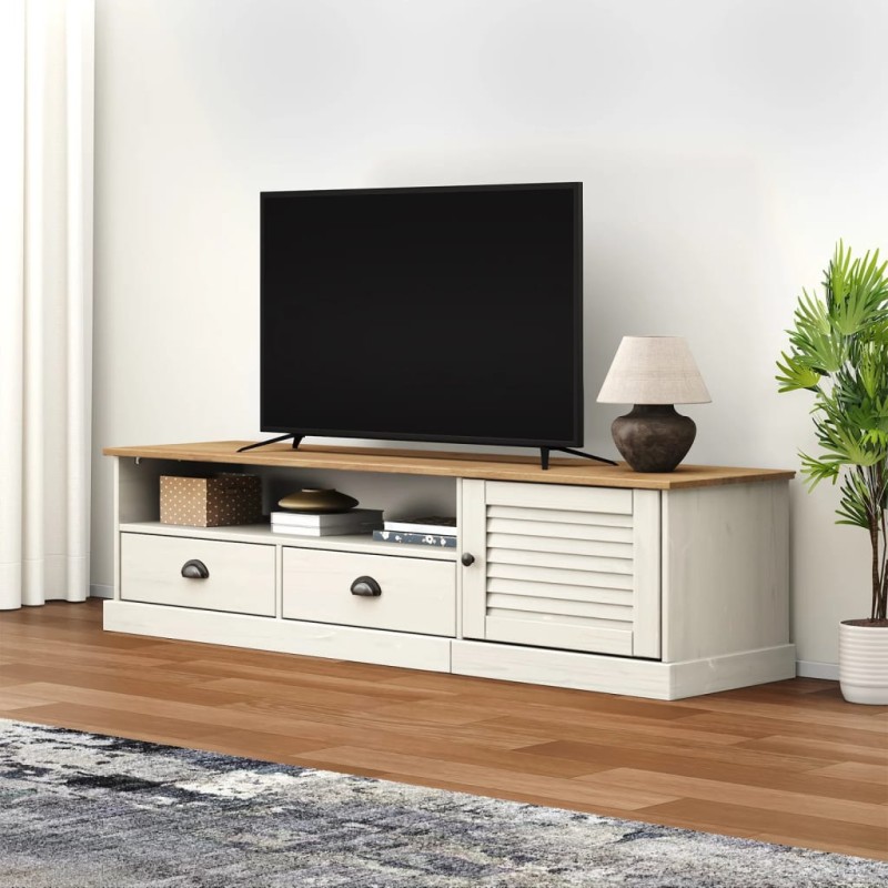 vidaXL Mueble para TV VIGO madera maciza de pino blanco 156x40x40 cm vidaXL Mueble para TV VIGO madera maciza de pino blanco 156x40x40 cm