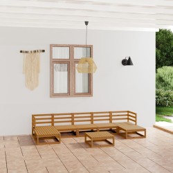 vidaXL Juego de muebles de jardín 8 piezas madera maciza de pino