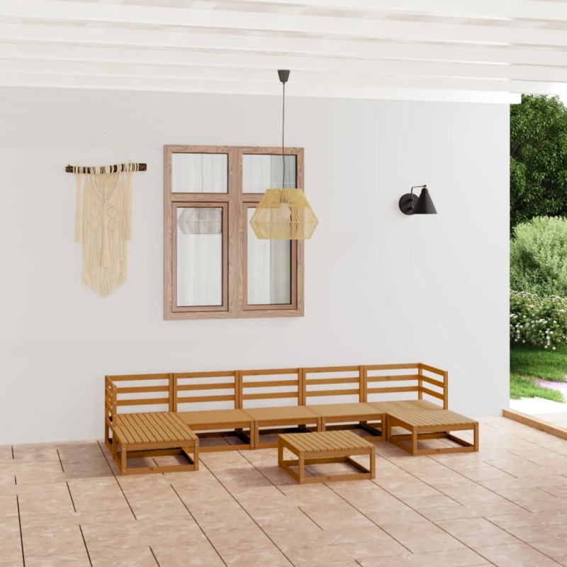 vidaXL Juego de muebles de jardín 8 piezas madera maciza de pino vidaXL Juego de muebles de jardín 8 piezas madera maciza de pino