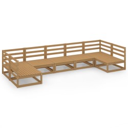 vidaXL Juego de muebles de jardín 7 piezas madera maciza de pino