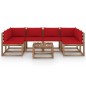 vidaXL Muebles de jardín de palets 7 pzs con cojines madera impregnada
