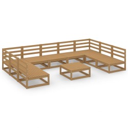 vidaXL Juego de muebles de jardín 10 piezas madera maciza de pino