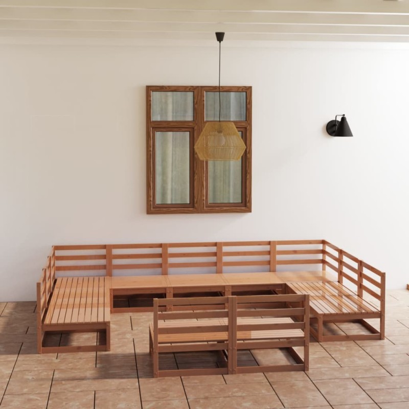 vidaXL Juego de muebles de jardín 11 piezas madera maciza de pino vidaXL Juego de muebles de jardín 11 piezas madera maciza de pino