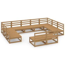 vidaXL Juego de muebles de jardín 11 piezas madera maciza de pino