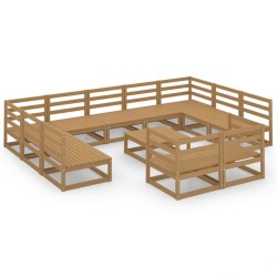 vidaXL Juego de muebles de jardín 12 piezas madera maciza de pino