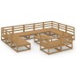 vidaXL Juego de muebles de jardín 12 piezas madera maciza de pino vidaXL Juego de muebles de jardín 12 piezas madera maciza de pino