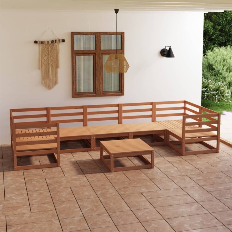 vidaXL Juego de muebles de jardín 8 piezas madera maciza de pino vidaXL Juego de muebles de jardín 8 piezas madera maciza de pino