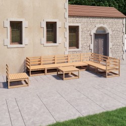vidaXL Juego de muebles de jardín 9 piezas madera maciza de pino