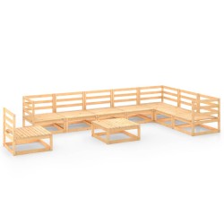 vidaXL Juego de muebles de jardín 9 piezas madera maciza de pino