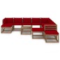 vidaXL Juego de muebles de jardín 12 pzas con cojines rojo vino tinto vidaXL Juego de muebles de jardín 12 pzas con cojines rojo vino tinto